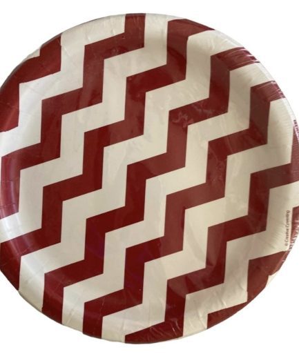 Platos Cumpleaños Chevron Rojo