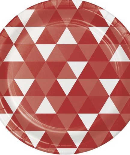 Platos Cumpleaños Fractal Rojo