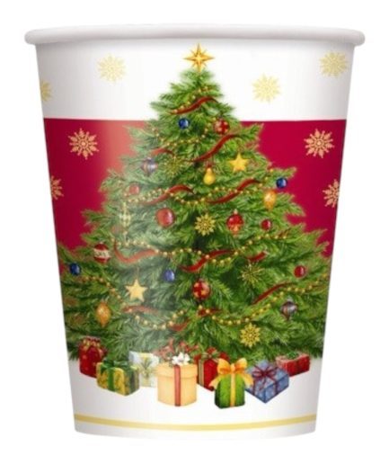 Vasos Desechables Blancos Árbol Navidad