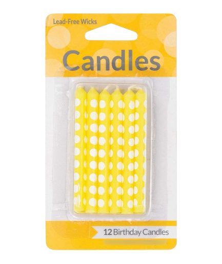 12 Velas Amarillo Polka