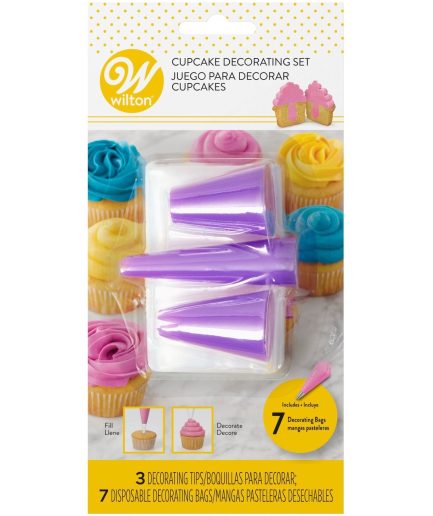 Juego para Decorar Cupcakes 3 Boquillas y 7 Mangas Wilton